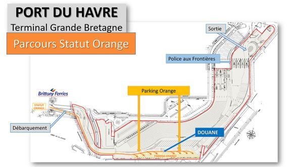 Plan du parcours statut orange au port du Havre - Enlarge image, modal window