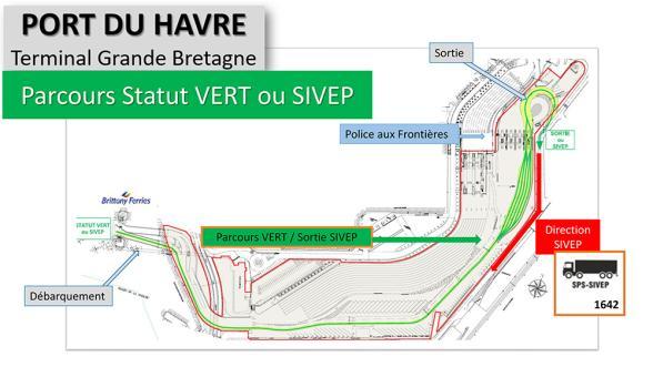 Plan du parcours statut vert au SIVEP du port du Havre - Enlarge image, modal window