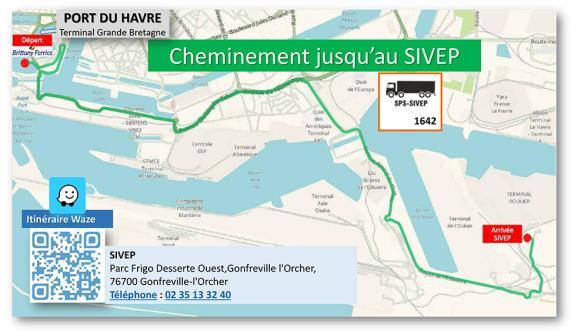 Plan du cheminement jusqu’au SIVEP du port du Havre - Enlarge image, modal window