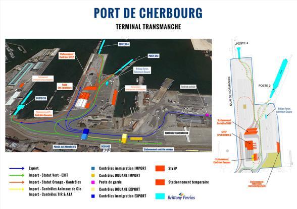 Plan du port de Cherbourg avec le terminal Transmanche (recto) - Enlarge image, modal window