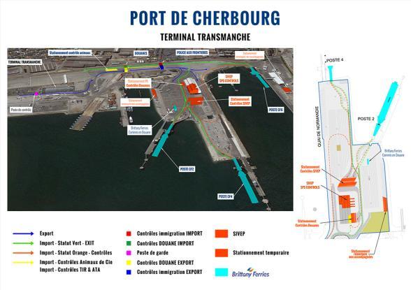 Plan du port de Cherbourg avec le terminal Transmanche (verso) - Enlarge image, modal window