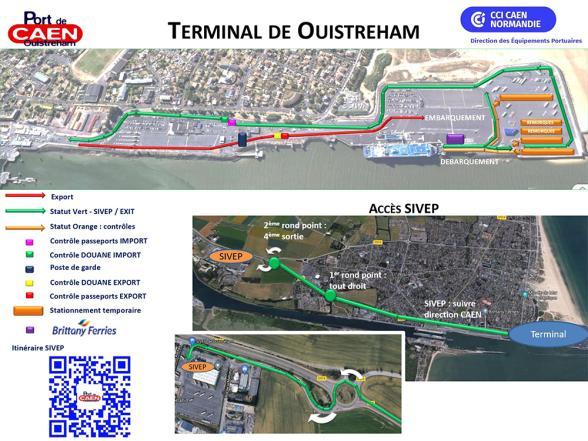 Plan du port de Ouistreham avec le terminal de Ouistreham - Enlarge image, modal window